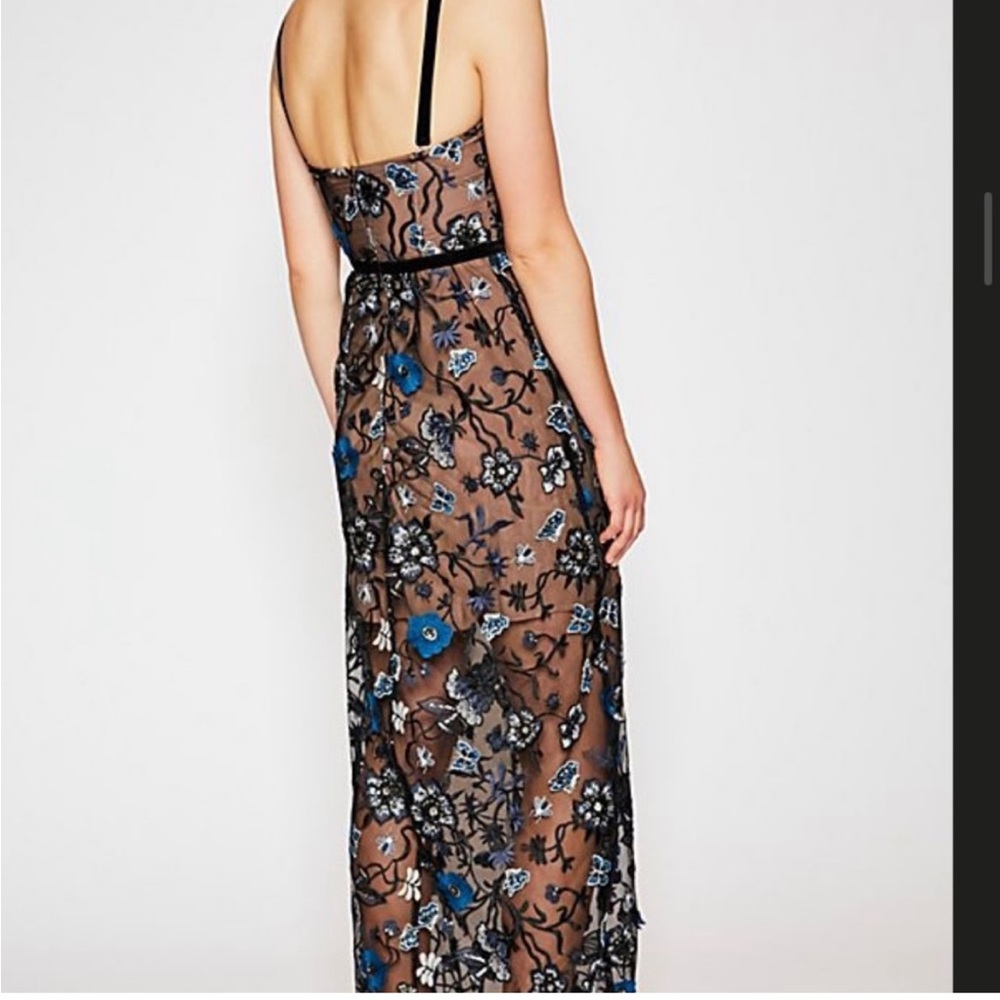 For Love And Lemons Black and Blue Floral Maxi Dress - Picture 2 of 13